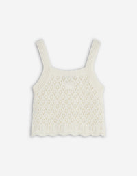 Pointelle knit tank top - Milk