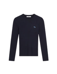 Baby Fox wool blend ribbed jumper - Navy