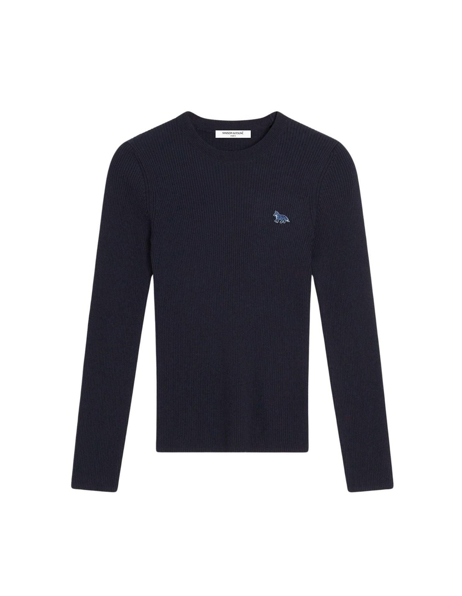Baby Fox wool blend ribbed jumper - Navy