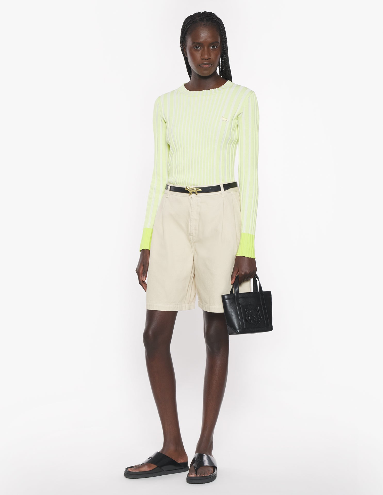 Baby Fox Patch Ribbed Jumper - Citron Vert