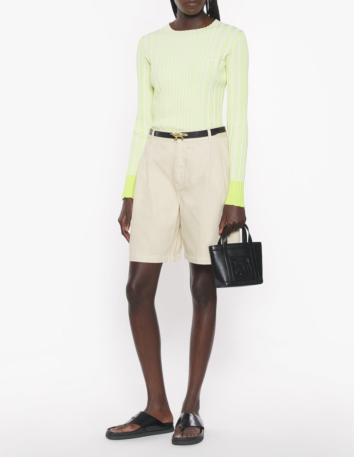 Pull côtelé avec écusson brodé Baby Fox - Citron Vert