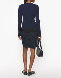 Ribbed jumper with embroidered Baby Fox badge - Ink Blue