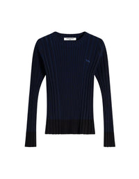 Ribbed jumper with embroidered Baby Fox badge - Ink Blue