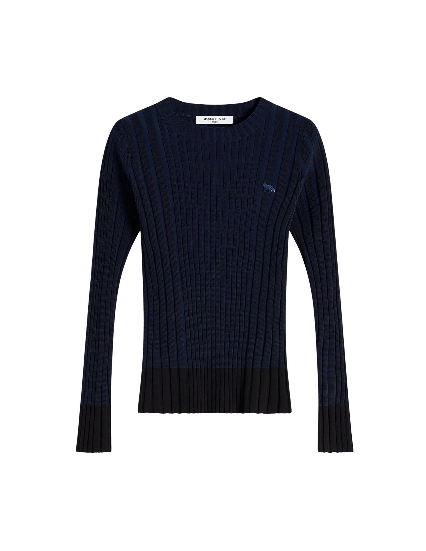 Ribbed jumper with embroidered Baby Fox badge - Ink Blue