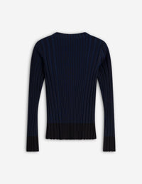 Ribbed jumper with embroidered Baby Fox badge - Ink Blue