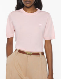 Baby Fox short-sleeved wool T-shirt - Rosewater