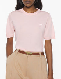 T-shirt Baby Fox à manches courtes en laine - Rosewater