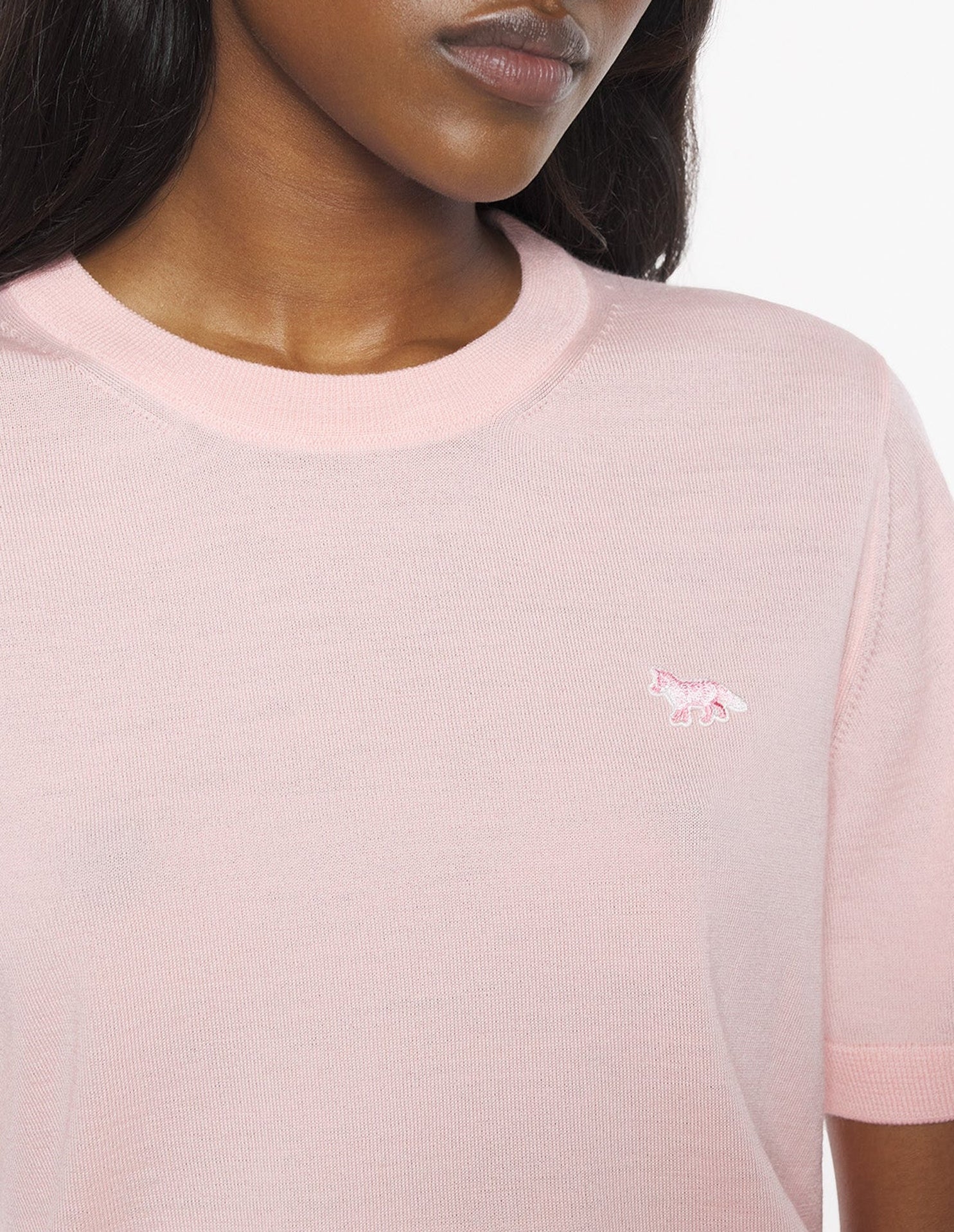 Baby Fox short-sleeved wool T-shirt - Rosewater