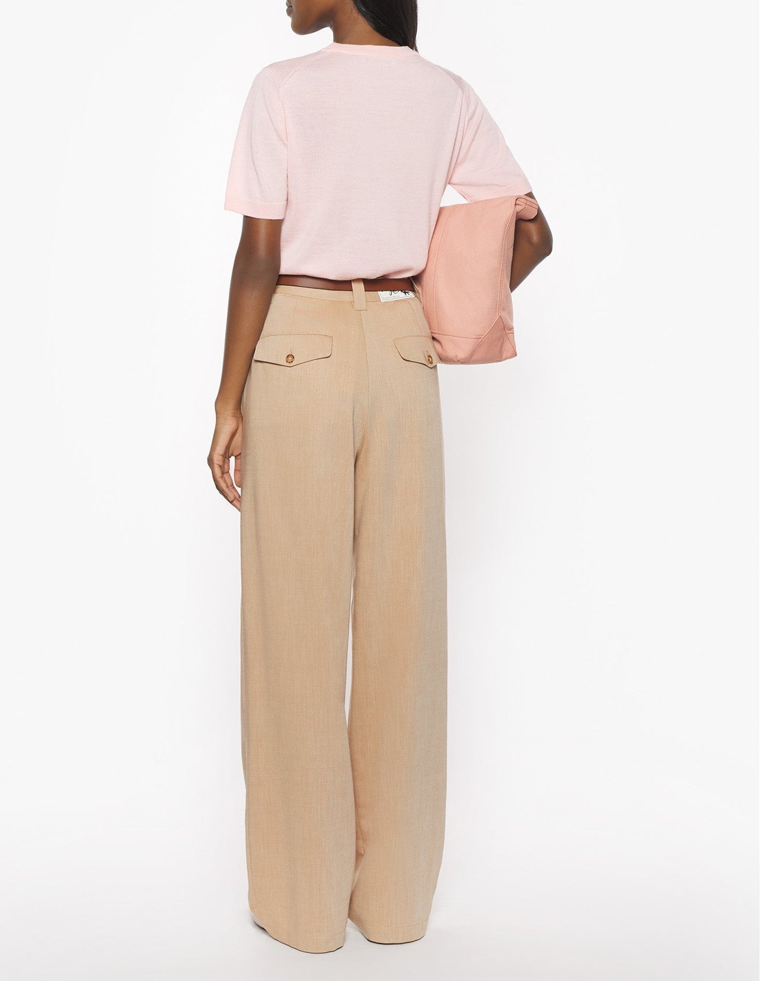 Baby Fox short-sleeved wool T-shirt - Rosewater