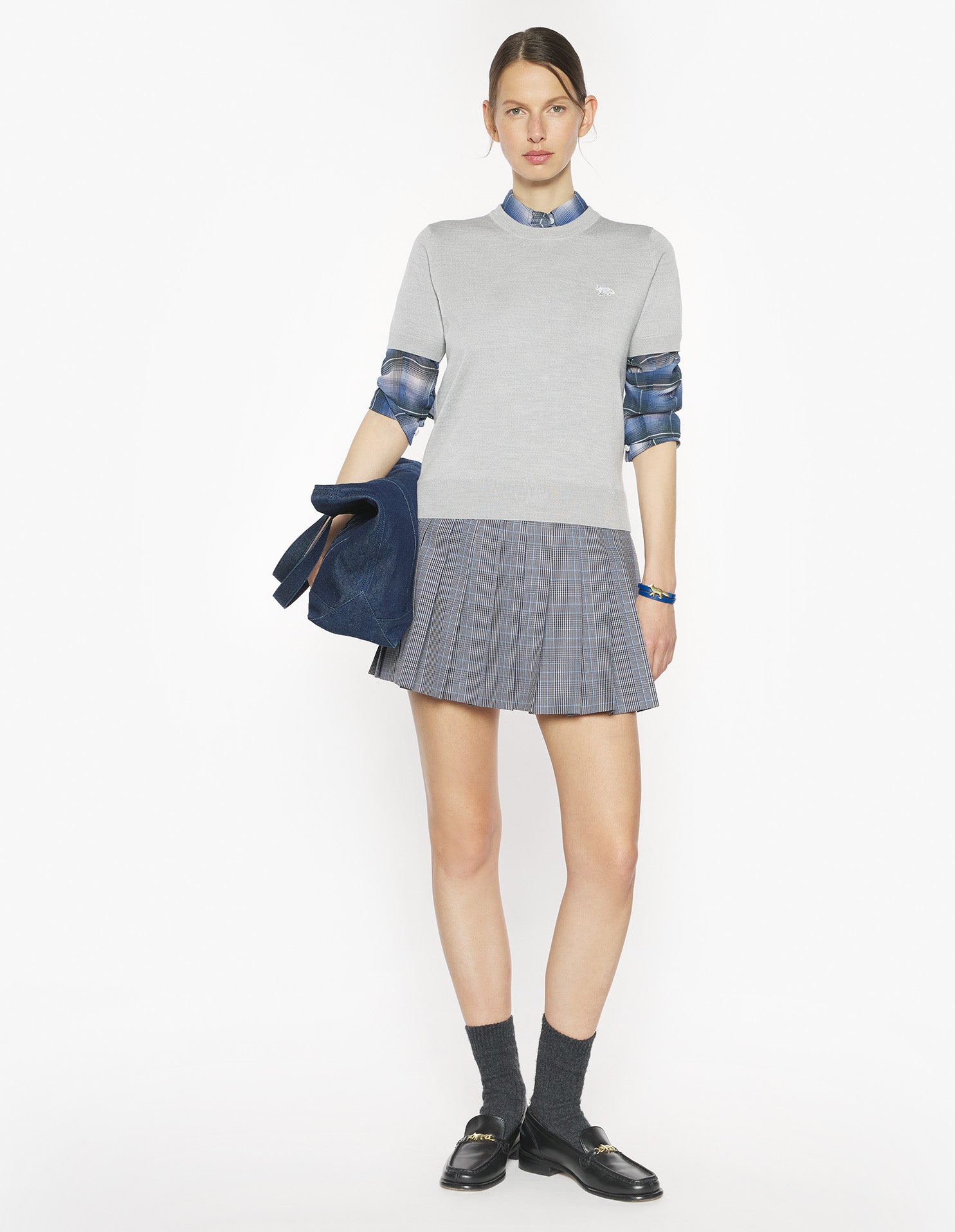 Baby Fox Fine Merino Jumper - Light Grey Melange
