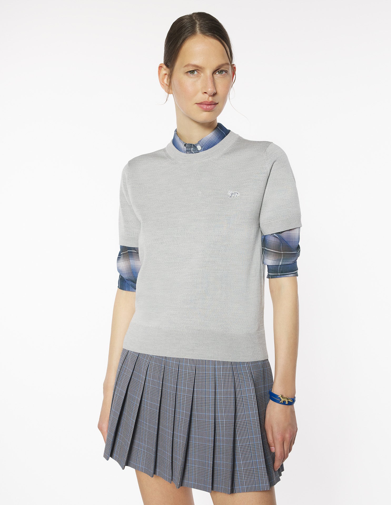Baby Fox Fine Merino Jumper - Light Grey Melange