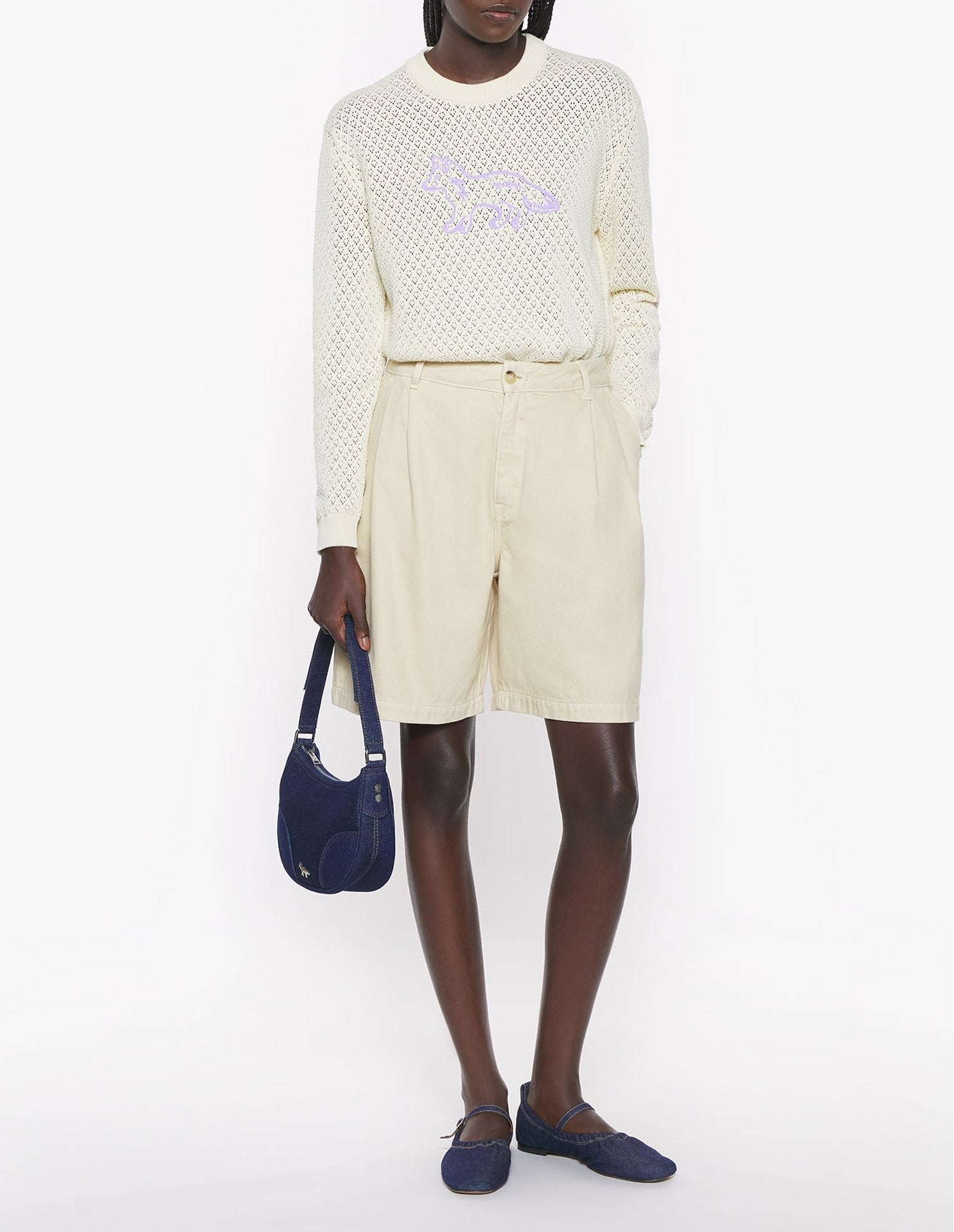 Baby Fox embroidered lace jumper - Rich Vanilla