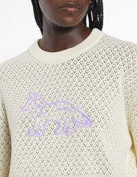 Baby Fox embroidered lace jumper - Rich Vanilla