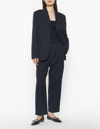 High-waisted pleated wool trousers - Iris Black