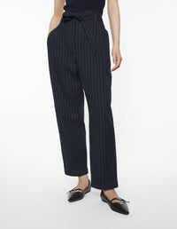 High-waisted pleated wool trousers - Iris Black