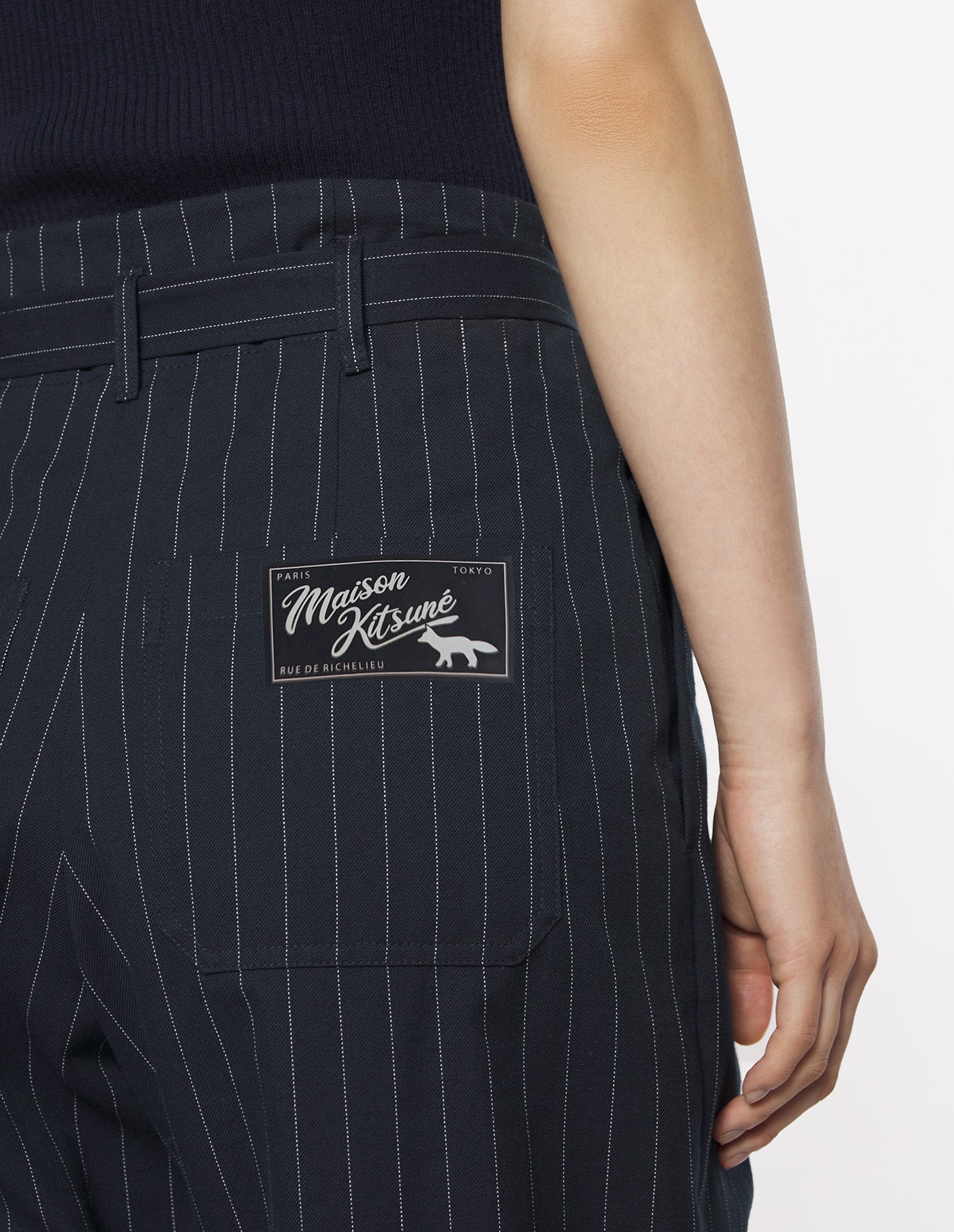 High-waisted pleated wool trousers - Iris Black