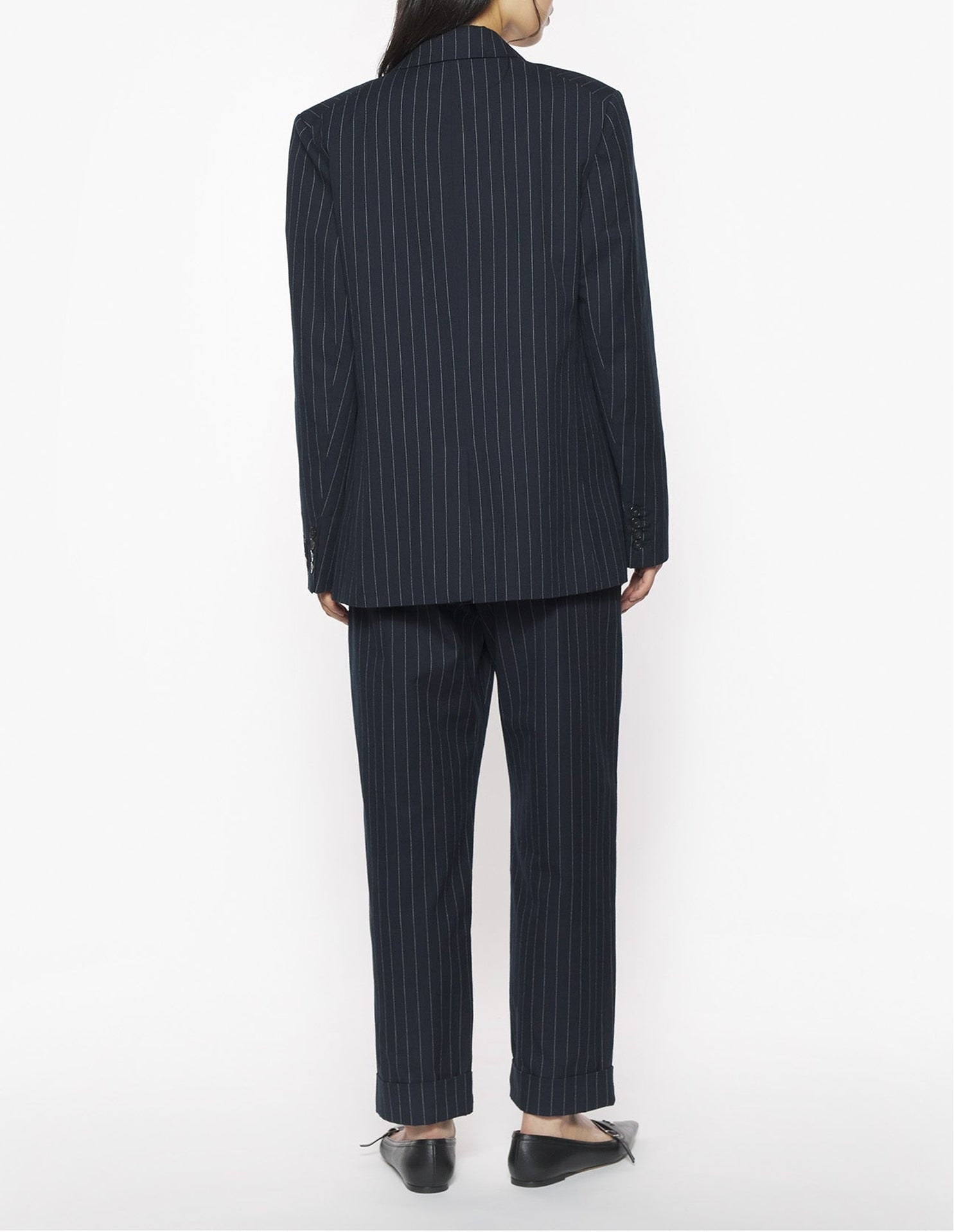 High-waisted pleated wool trousers - Iris Black