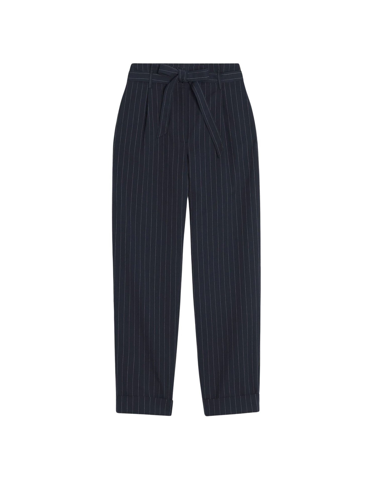High-waisted pleated wool trousers - Iris Black
