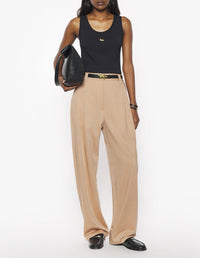 Double-pleated wool trousers - Sandlewood