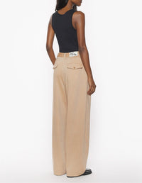 Double-pleated wool trousers - Sandlewood
