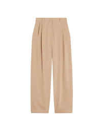 Double-pleated wool trousers - Sandlewood