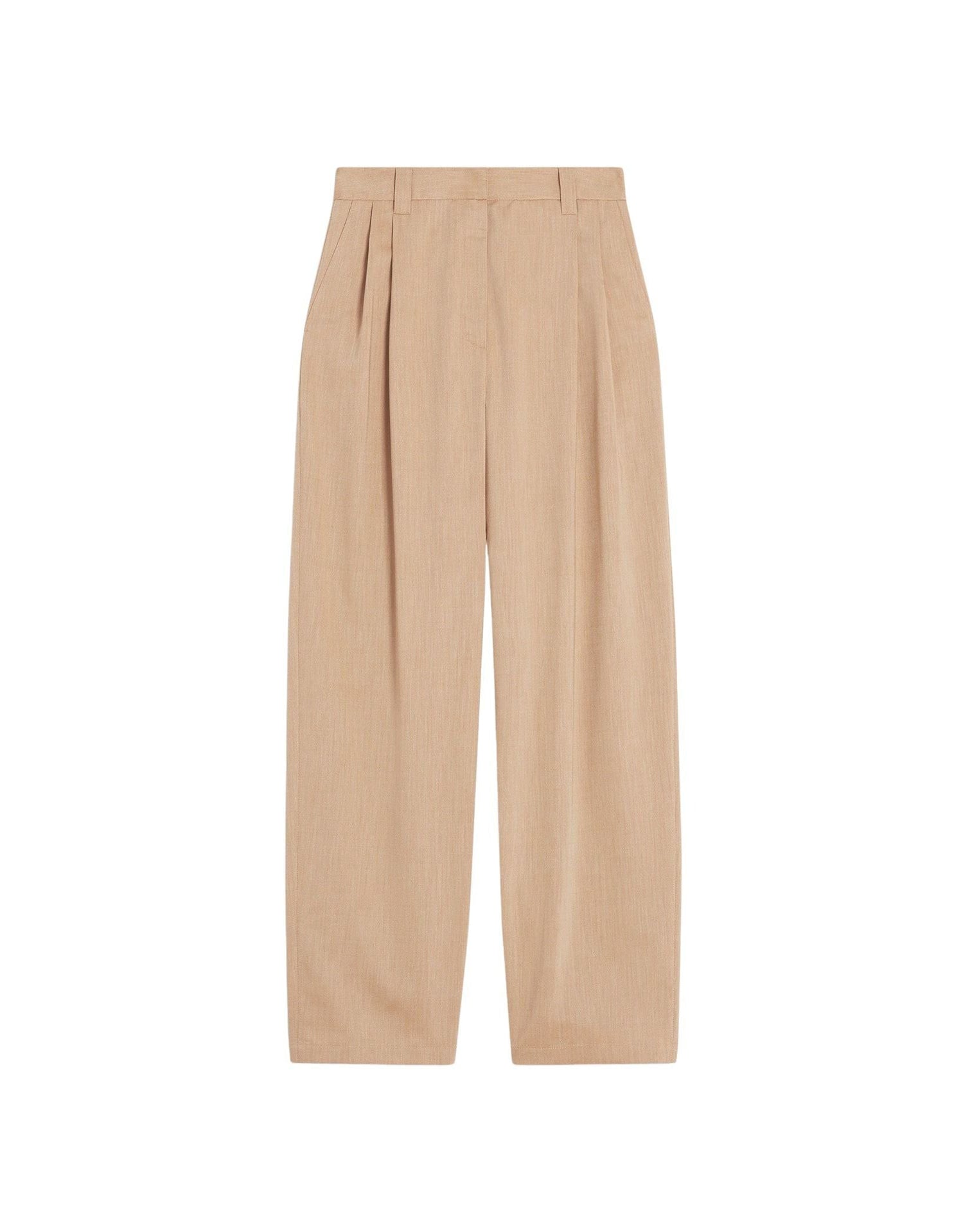 Double-pleated wool trousers - Sandlewood