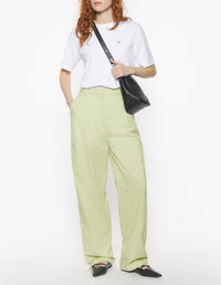 Pleated trousers with embroidery - Laurel Green