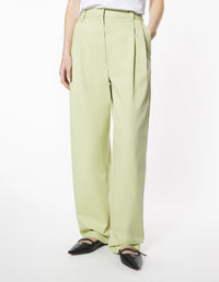 Pleated trousers with embroidery - Laurel Green