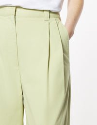 Pleated trousers with embroidery - Laurel Green