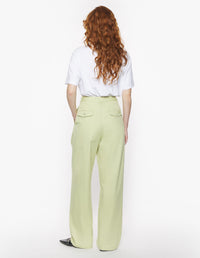 Pleated trousers with embroidery - Laurel Green
