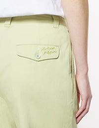 Pleated trousers with embroidery - Laurel Green