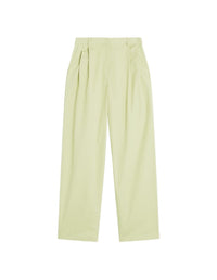 Pleated trousers with embroidery - Laurel Green