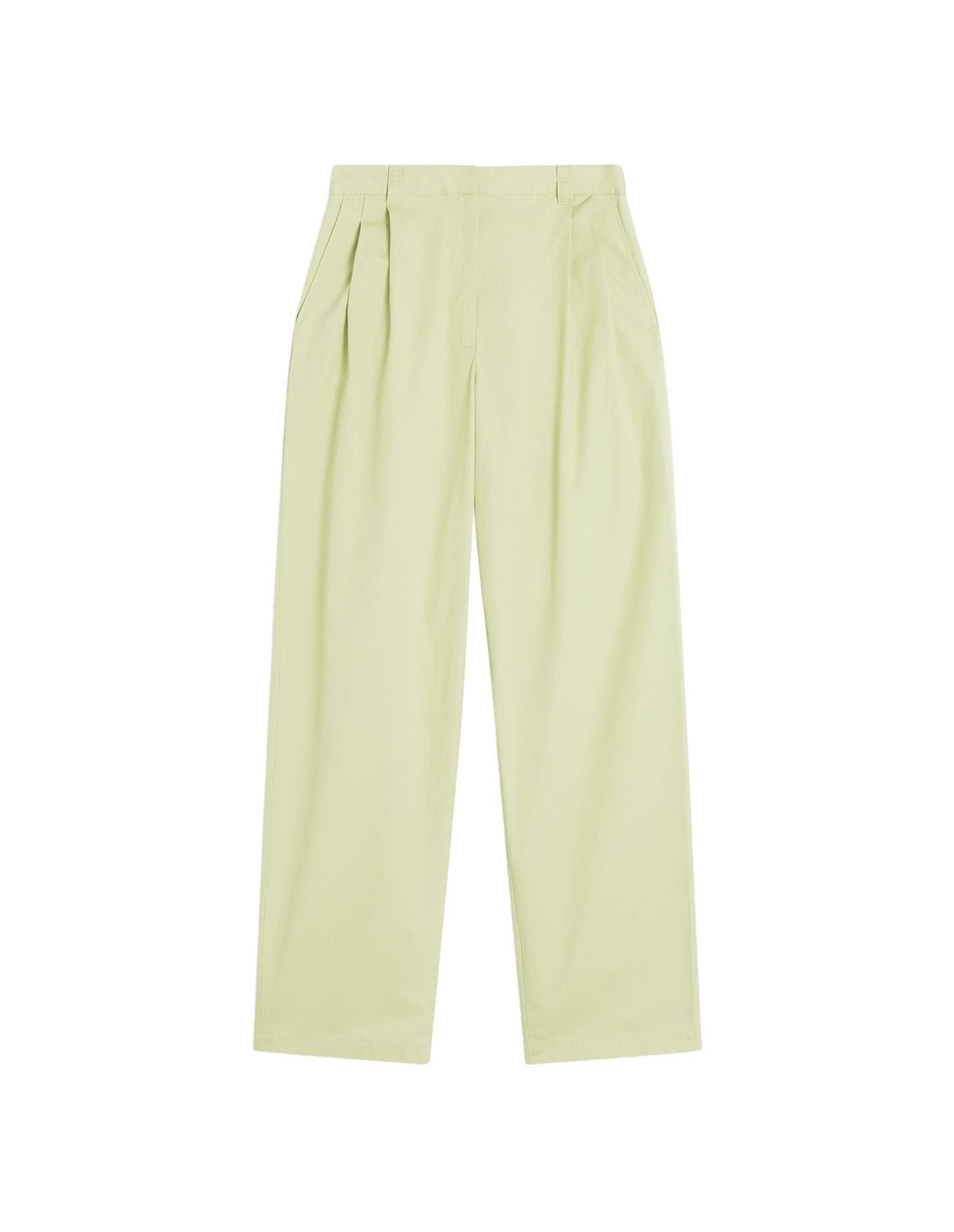 Pleated trousers with embroidery - Laurel Green