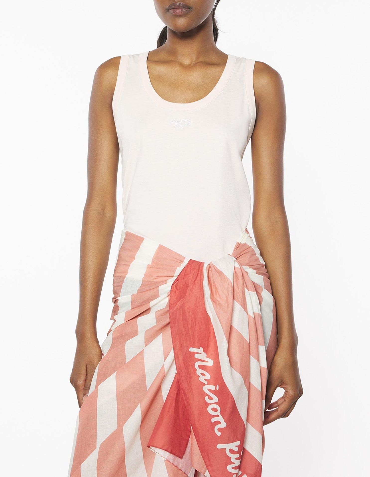 Embroidered tank top Maison Kitsuné - Warm Stone