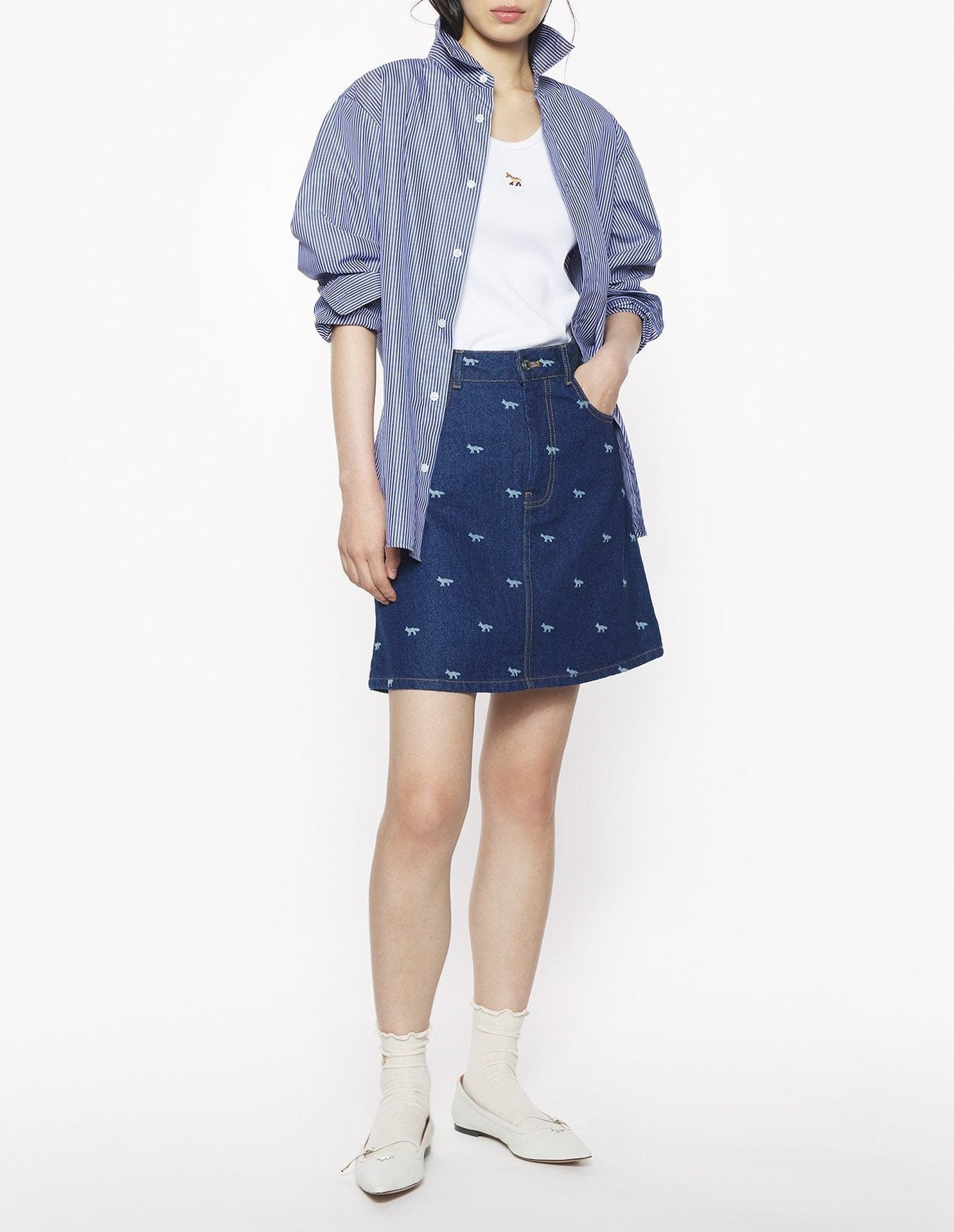 Denim mini skirt - Dark Laser Profile Fox