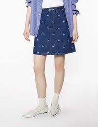 Denim mini skirt - Dark Laser Profile Fox