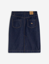 Embroidered denim midi skirt - Indigo