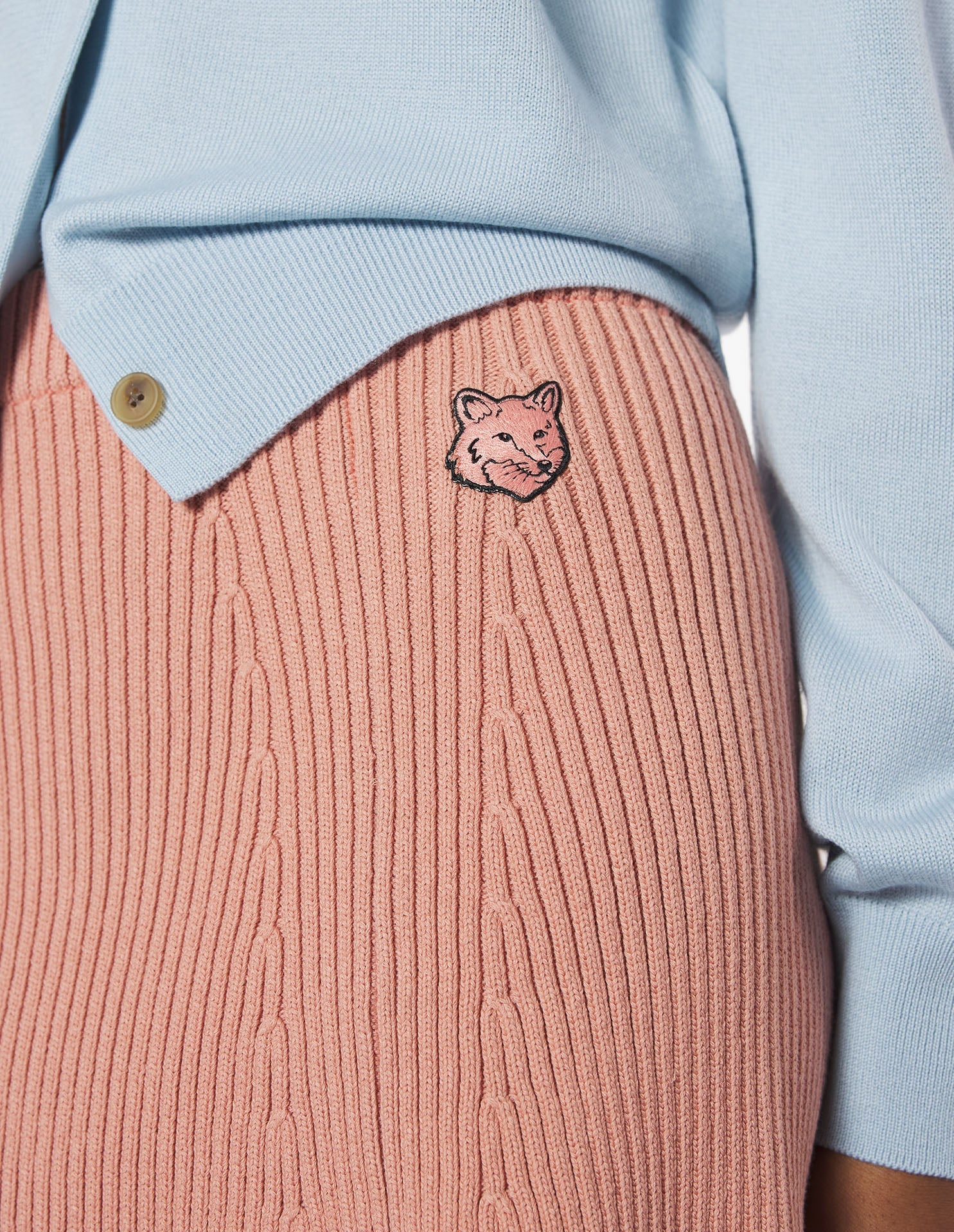 Ribbed knitted flared skirt - Porcelaine Pink