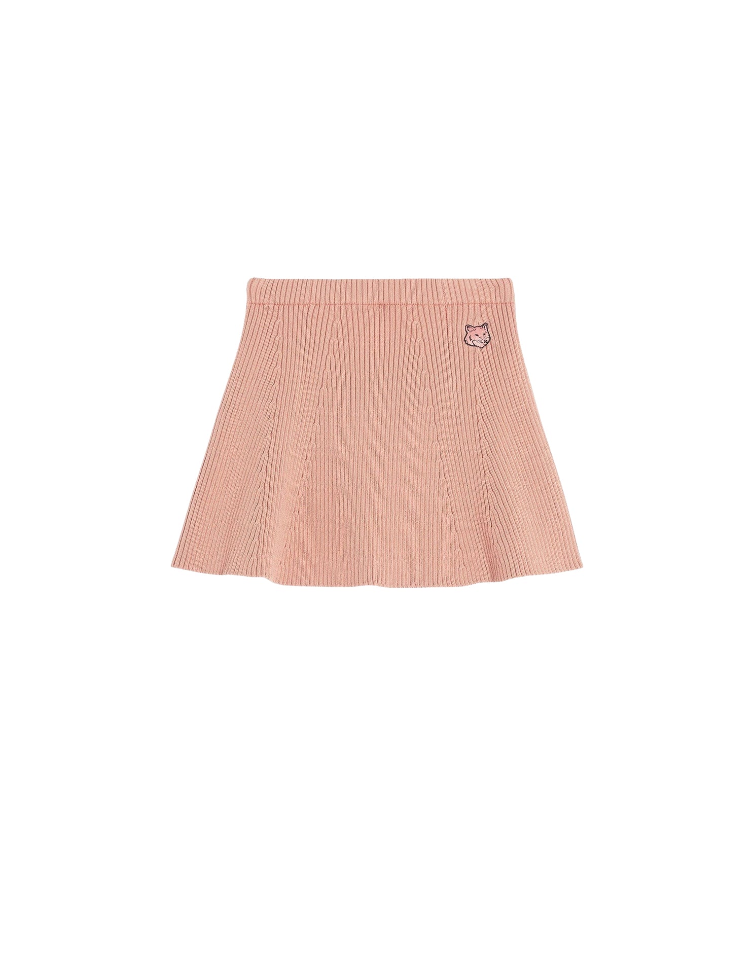 Ribbed knitted flared skirt - Porcelaine Pink