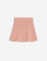 Ribbed knitted flared skirt - Porcelaine Pink