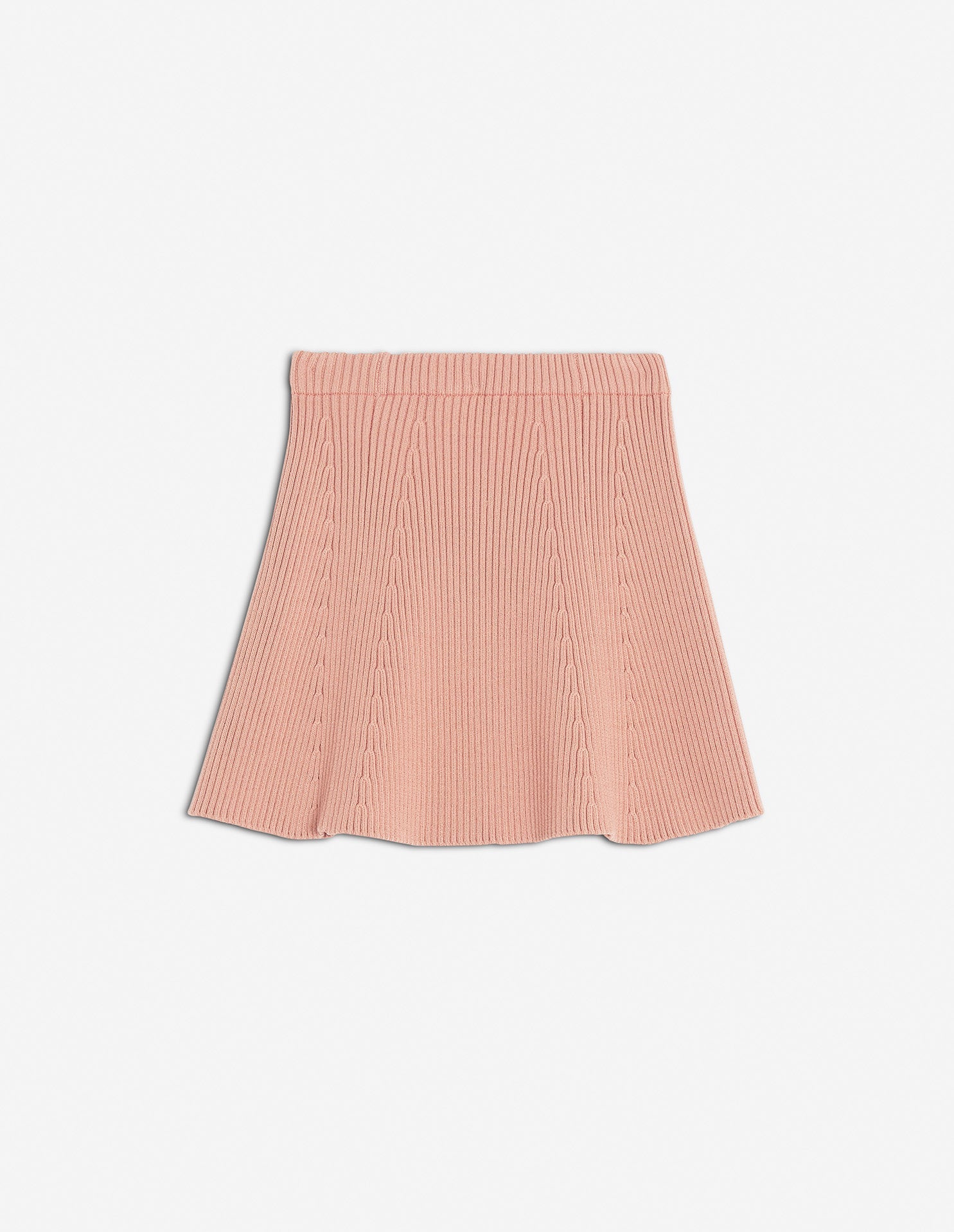 Ribbed knitted flared skirt - Porcelaine Pink