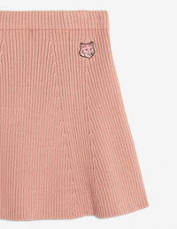 Ribbed knitted flared skirt - Porcelaine Pink