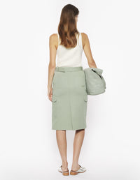 Jupe cargo longueur midi avec broderie - Court Green