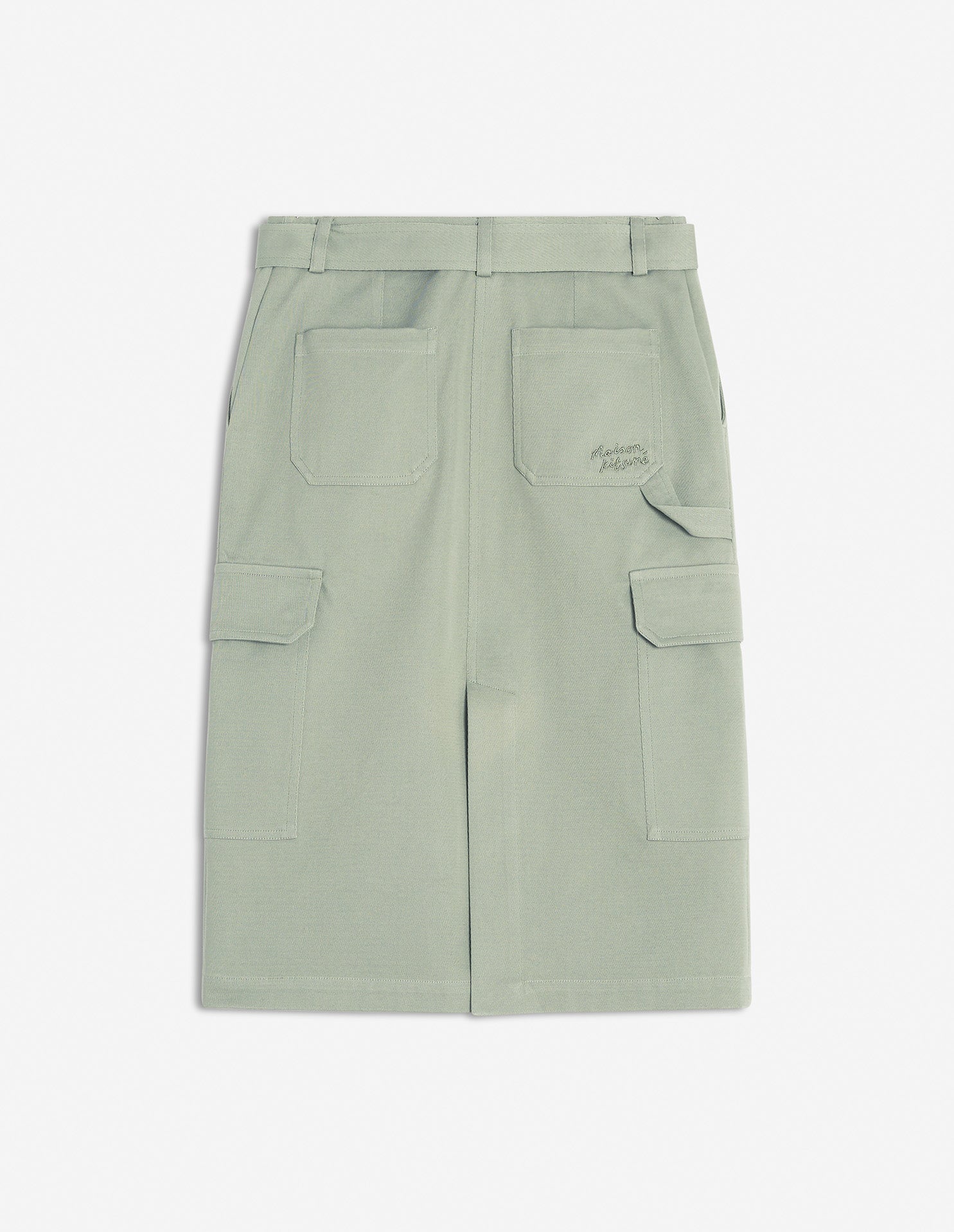 Jupe cargo longueur midi avec broderie - Court Green
