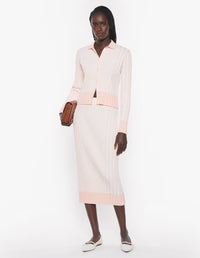 Baby Fox Patch Ribbed Midi Skirt - Porcelaine Pink
