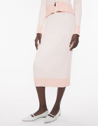 Baby Fox Patch Ribbed Midi Skirt - Porcelaine Pink