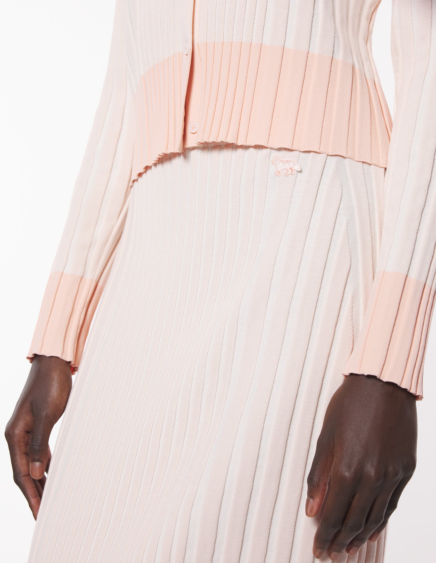 Baby Fox Patch Ribbed Midi Skirt - Porcelaine Pink