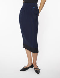 Jupe midi Baby Fox côtelée en maille - Ink Blue