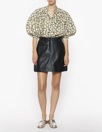 Round cut skirt in leather - Black