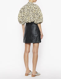 Round cut skirt in leather - Black